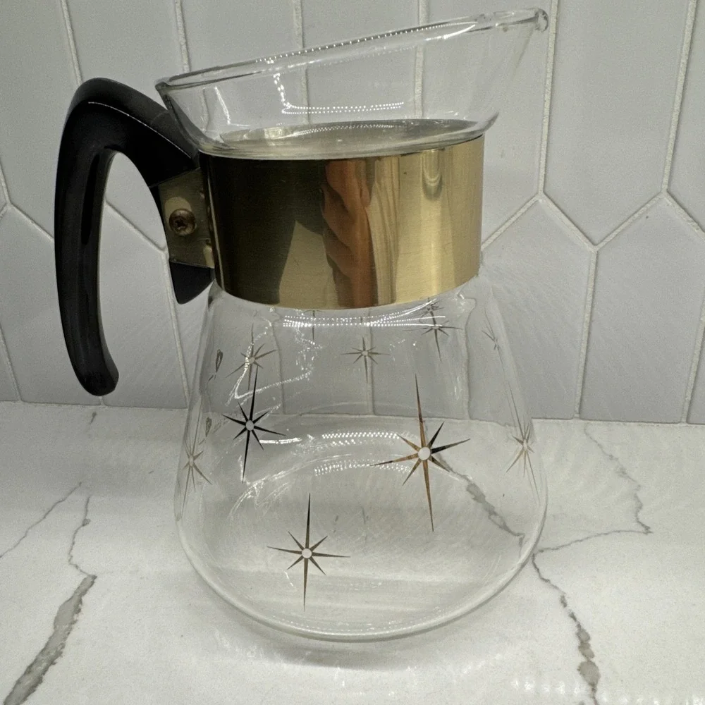 Corning Ware Atomic Starburst Glass Coffee Carafe Pot Retro MCM. No Lid